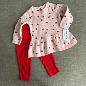 NWT Carters Heart Sweater and Pants Set